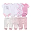 Filles vêtements ensembles body + pantalon coton unisexe nouveau-né fille solide bébé garçon vêtements 0-12M Roupas de bebe 210309