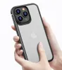 Fundas de teléfono a prueba de golpes duras mate transparentes de primera calidad para iPhone 13 12 Pro Max Mini XR XS X diseño de borde de fibra de carbono