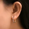 Hoop Huggie Małe / Duże Złote Kolczyki Micro Pave CZ Crystal Geometryczny Prostokąt dla Kobiet Moda Piercing Biżuteria
