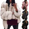 Casaco peludo moda outono e inverno jaqueta feminina grande tamanho curto peles artificiais quente furry manga longa 211220