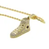 high quality Iced Out Fashion Necklace Yellow Gold Filled Shoe Pendant Necklace Men Bling Hip Hop Jewelry 24'' chain X0509