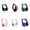 Billig LED Cat Ear Buller Refercing Hörlurar Bluetooth 5.0 Ungdomar Kidsens headset Support TF -kort 3,5 mm Plug med MIC 6 Colors Ou4O