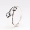 Authentic 925 Sterling Silver Rings Abstract Elegance Clear Cz Fits European Pandora Style Jewelry