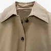 Cappotto giacca a vento di media lunghezza da donna primaverile e autunnale con motivo a bottoni risvolto 210825