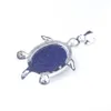 WOJIAER Natural Tigers Eye Stone Tiny Turtle Pendants Reiki Lucky Animal Sea Charm Jewelry for Women BE910