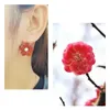 Dangle Lustre Lii Ji Réel 925 Sterling Argent Pierre Naturelle Agate Rouge Fleurs Perle D'eau Douce Boucles D'oreilles Pour Les Femmes Dropsipping