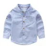 Baby Boy Kragen Hemd Britische Kinder Solide Baumwolle Tops Langarm Schule Bluse Kind Kleidung Weiße Hemden für Kleinkind Jungen 210713