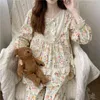 1 Set.Womens Lolita Loose Floral Pajama Sets.Vintage Ladies Girl's Flowers Pajamas set.cuteホームスプリーウェアスーツナイトクロース211112