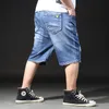 Shorts masculinos jean para homens jeans rasgado vintage plus size 44 46 48 elástico elástico de altura alta