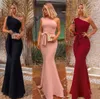2022 Vintage Red Long Sequins Evening Dresses 2021 Blingbling Mermaid High Neck Black Girl Prom One Shoulder Reflective Party Gowns