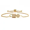 Link Chain Korean Luxury Crystal Design Gold Color Bracelet Adjustable Key And Lock Shape Cubic Zirconia Women Shiny Jewelry Trum22