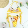 Sexy Bandage String Bikinis Set Summer Triangle Swimsuit Women 2 Pieces Set Floral Print Bathing Suit Brazilian Biquini 210604