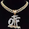 Pendant Necklaces Men Women Hip Hop ONLY THE FAMILY Letter Necklace With 13mm Miami Cuban Chain Iced Out Bling Hiphop Jewelry218b