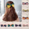 Splicing Colors Stora Bow Barrettes Bows Satin Hairclips Kvinnor Vårklipp Hälsningar Ponytail Clip Hårstolpelser för hårtillbehör