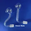 Glass Oil Burner Pipe Ball OD 0.8inch Bent Pyrex 2 Styles 10mm Male Smoking Burning Tube Handcraft Bulb Bong Dab Rigs