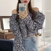 Korejpaa donna camicia estate estate coreano retrò elegante collo a una fila senza spalline senza spalline a schermo intero a schermo intero a soffietto a soffio a soffio a soffio 210526