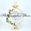 Party Decoration Round Elegant Gold Candle Holders Metal Candlestick Flower Stand Bord Centerpiece Wedding