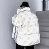 남자 다운 파카 라크 리블 힙합 반사 나비 인쇄 자켓 남자 streetwear 겨울 두꺼운 코트 캐주얼 복어 outwear