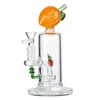7 Inch 5mm Thick Popular Hookahs Showerhead Perc Oil Dab Rigs Water Pipes 14mm Female Joint With Bowl Peach Shape Fruit In The Bong Glass Bongs DHL20093
