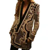 여성 V 넥 기하학적 인 스팽글 자수 정장 코트 반짝이는 페르시 블레이저 재킷 슬림 긴 소매 카디건 자르기 탑스