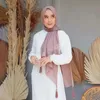 Bulle en mousseline de soie musulman Hijab écharpe femmes couleur unie longue douce musulman foulards Islam Wrap châle perlé perles Hijabs gland écharpe