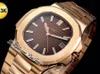 2021 3KF V2 5711 A324SC Automatische heren Watch Rose Gold Brown Texture Dial Edition Roestvrij staal Bracele Puretime Zwitserse Move261D