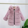 2019 New Winter Girls Faux Fur Coat Thick Warm Rex Rabbit Fur Girls Boys Jackets And Coats Leather Parka Kids Outerwear TZ472 H0909