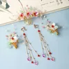 Handmade Crystal Pearls Flower Combs Traditional Chinese pins Clips Headbands for Women Bride Wedding Hair Jewelry