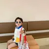 Estilo coreano verano 3 colores patchwork bolsillo camisas de manga corta niños algodón casual Tops 210713