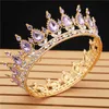 Fashion Queen King Bride Tiara Crown Green Crystal Women Head Piece Bridal Tiaras and Crowns Wedding Hair Jewelry Accessories X0726