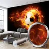 3d tapet papper vägg som täcker en fotboll som flyger i elden vardagsrum och sovrum dekoration moderna väggmålningar bakgrundsbilder