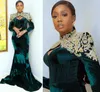 2021 Plus Size Arabic Aso Ebi Dark Green Mermaid Prom Dresses Lace Beaded Velvet Evening Formal Party Second Reception Gowns Dress ZJ235