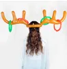 1set Inflatable Santa Funny Reindeer Antler Hat Ring Toss Christmas Holiday Party Game Christmas Outdoor Inflated Toys Supplies9364129