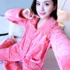 Sen Autumn Pajamas Kobiety Winter Coral Velvet Z Długim Rękawem Kobiet Piżamy Zestawy Grube Ciepłe Seksowne Piżamy XXL Pajama Femme Hommeear SH190905