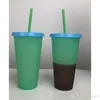 24oz Changing Cup Candy Color Drinking Tumblers with Lids and Straws Water Bottle Magic Coffee Beer Cup