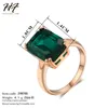 Rose Gold Color Pierścień Moda Czerwony / Green Big Square Crystal Wedding Jewelry Dla Kobiet Hotsale R700 R701