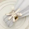 Hotel Dining Table Napkin Rings Western Knife Fork Spoon Metal Napkins Ring Kitchen Desktop Decoration Towel Buckle Tableware BH5390 WLY