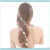 Saç mücevher klipsleri barrettes 1.1 metre düğün kafası bant çiçek inci beyaz gelin moda takı kadınlar için örgüler süsleri