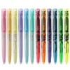 형광펜 소거 가능한 마커 파스텔 컬러 형광 펜 마커 12 색 학생 학교 사무용품을위한 Kawaii 편지지