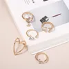 2021 Novo Vintage Cor do ouro mistura Hollow coração borboleta anéis para mulheres moda 5 pcs / set cz zircon ajustáveis ​​conjuntos DR01