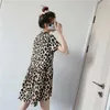 Za Animal Print Mini Dress Retro Leopard Klänning Lapel Collar Kortärmad Framknapp Kvinna High Street Korta Klänningar 210602