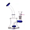 Recycler beaker Bongs hookah Flower Decor Chamber Dab Rig Hand Blown Cone Base smoking Water Pipes with 14mm tobacco Bowl glass oil burner pipes