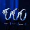 Moissanite 925 Silver Justerbar öppning 1ct 26 poäng Vit diamantpar Ring för kvinnor Bröllopsfest klassiska smycken