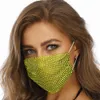 Masque facial Designer Noir Blanc Bleu Jaune Rose Bling Diamant Mesh Masques Avec Drill Femmes Femme Été Respirant Décoration Strass Masque