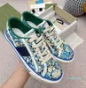 Diseñadores Tenis zapatillas de lona Luxurys Beige Azul lavado jacquard denim Mujer Zapatos Ace Suela de goma Bordado Vintage