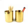 Rvs Cilinder Penhouder voor stand Multi-gebruik Potloodpot Houder Cup 400ml Nordic Style Brass Gold Vase Mma123