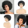 Mongolskie krótkie afro Kinky Curly Human Hair Peruki 8 -calowe maszynę Made Perukę dla Czarnych Kobiet