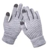 Gants de cadeau de Noël Écran tactile d'hiver Femmes et hommes tricot extensible chaud imitation laine tout-doigt antidérapant mode en plein air pour la famille