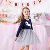 Vikita Girls Layered Dresses Kids Sequins Födelsedagsfest Prom Elegant Barn Tulle Mesh Shinny Princess Vestidos 211231