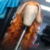 ISWHOW BRAURILIAN BODY WAVE 13x1 t del Human Hair Wigs Orange Ginger Blonde 613 Blue Red Pink 99J Color Remy Pre Plucked Spets Front253b